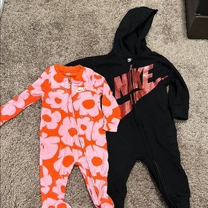 Nike Kids One Piece Set - Black and Orange Floral